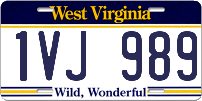 WV license plate 1VJ989
