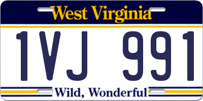 WV license plate 1VJ991