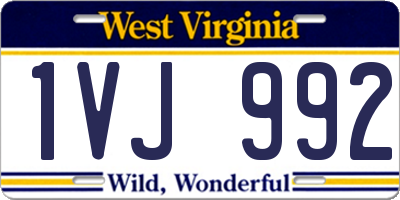 WV license plate 1VJ992