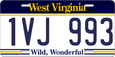 WV license plate 1VJ993