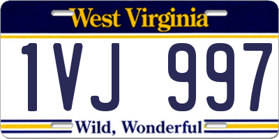WV license plate 1VJ997