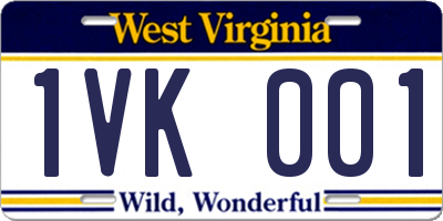 WV license plate 1VK001
