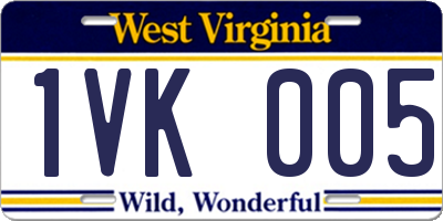 WV license plate 1VK005