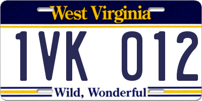 WV license plate 1VK012
