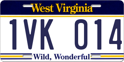 WV license plate 1VK014