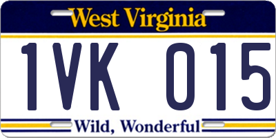 WV license plate 1VK015