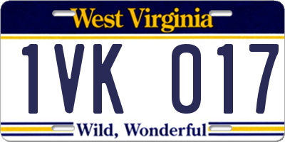 WV license plate 1VK017