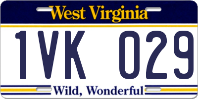 WV license plate 1VK029