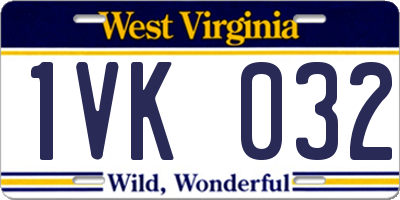 WV license plate 1VK032