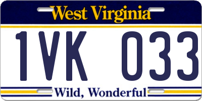 WV license plate 1VK033