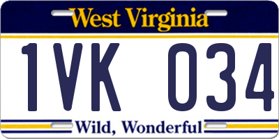 WV license plate 1VK034