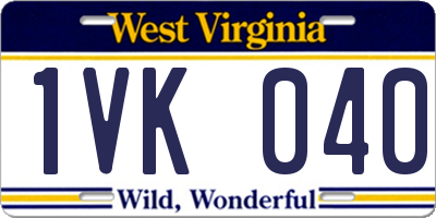 WV license plate 1VK040