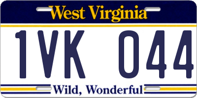 WV license plate 1VK044