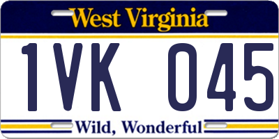 WV license plate 1VK045