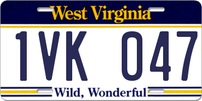 WV license plate 1VK047