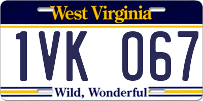 WV license plate 1VK067
