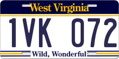 WV license plate 1VK072