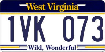 WV license plate 1VK073