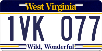 WV license plate 1VK077