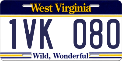 WV license plate 1VK080