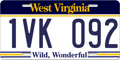 WV license plate 1VK092