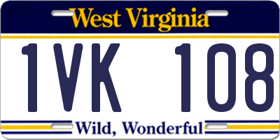 WV license plate 1VK108