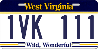 WV license plate 1VK111