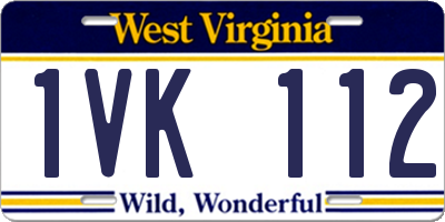 WV license plate 1VK112