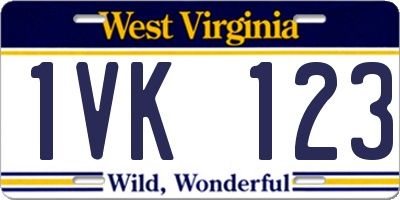 WV license plate 1VK123