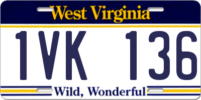 WV license plate 1VK136