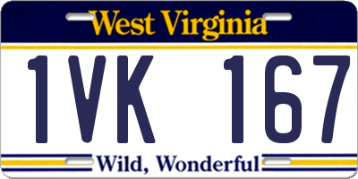 WV license plate 1VK167