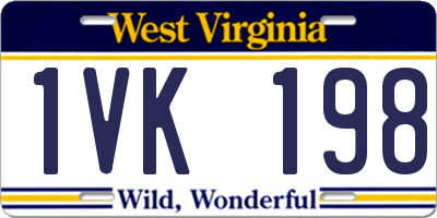 WV license plate 1VK198