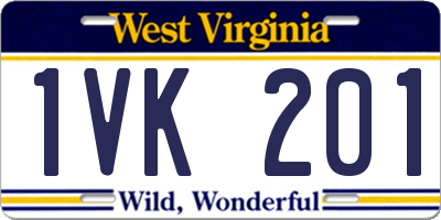 WV license plate 1VK201