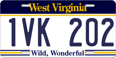 WV license plate 1VK202
