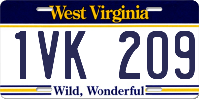 WV license plate 1VK209