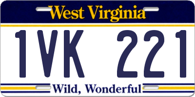 WV license plate 1VK221