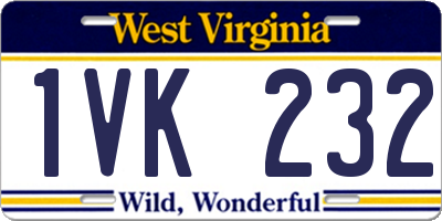 WV license plate 1VK232