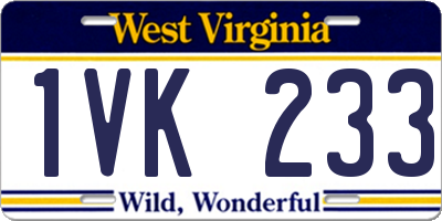 WV license plate 1VK233