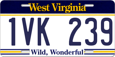 WV license plate 1VK239