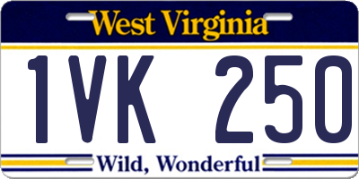 WV license plate 1VK250