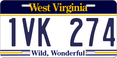 WV license plate 1VK274