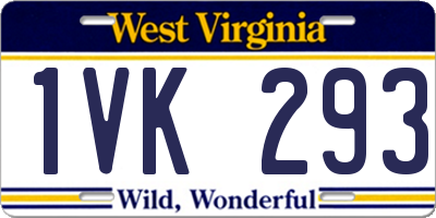 WV license plate 1VK293