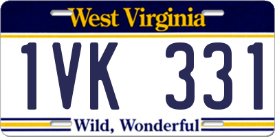 WV license plate 1VK331