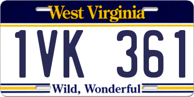 WV license plate 1VK361