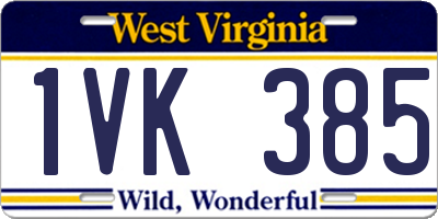 WV license plate 1VK385