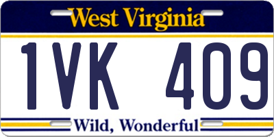 WV license plate 1VK409