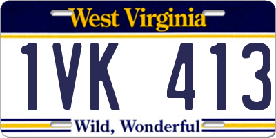 WV license plate 1VK413