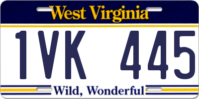 WV license plate 1VK445
