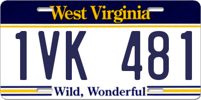 WV license plate 1VK481