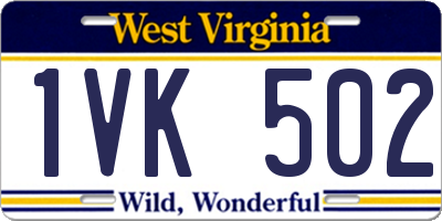 WV license plate 1VK502